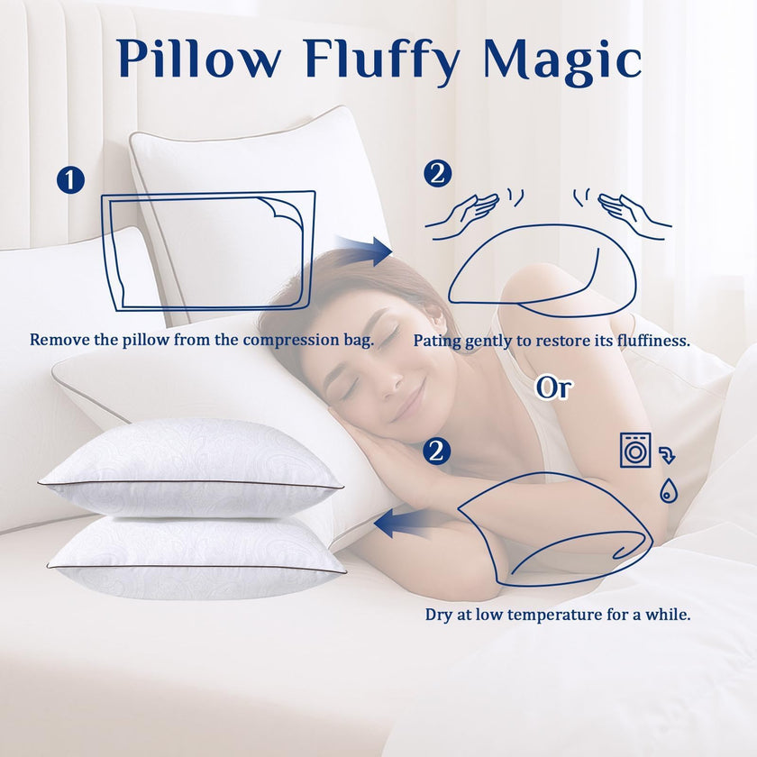 JOLLYVOGUE King Size Pillows 2 Pack for Sleeping, Soft and Supportive Bed Pillows for Side Back and Stomach Sleeper, Down Alternative Hotel Collection Pillows 2 Pack 🍁 All In One Marketplace Canada