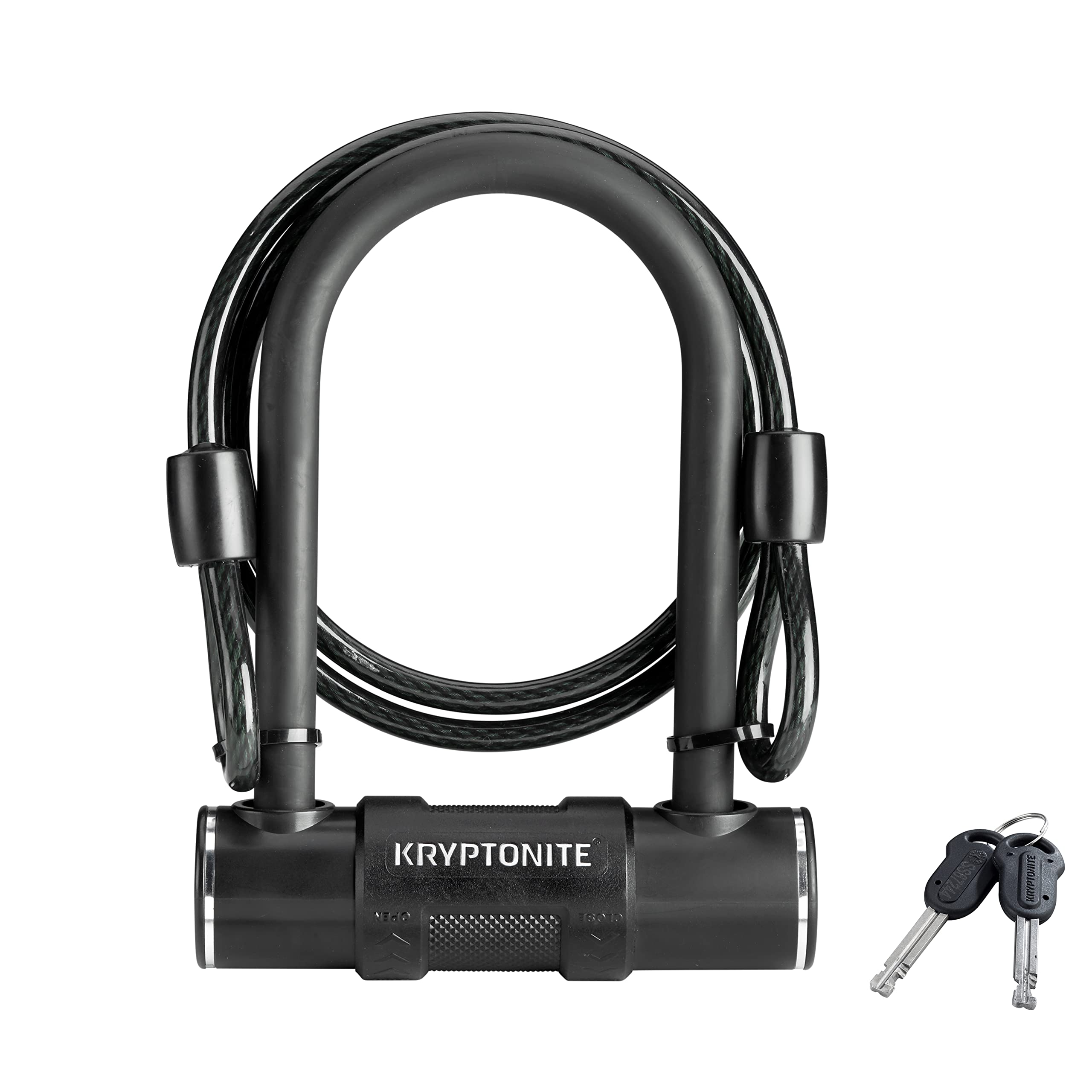 Kryptonite Bike U-Lock with Braided Steel Cable, High Security Anti-Theft Bicycle U Lock, 12mm Shackle and 8mm x4ft Length Security Cable with Keys for Scooter Road Mountain Bikes,Black 🍁 All In One Marketplace Canada