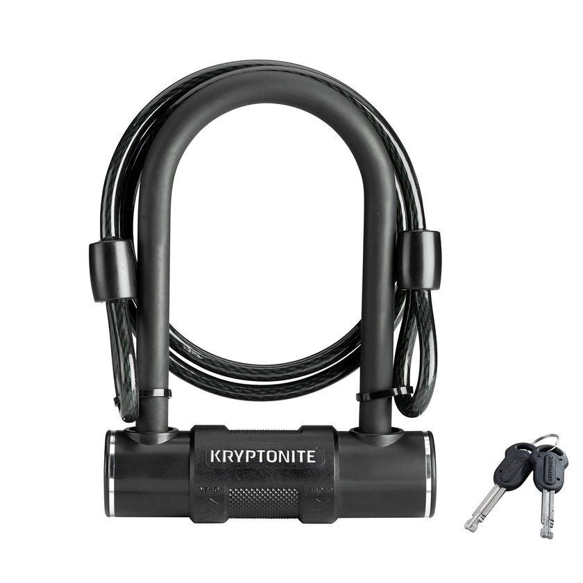 Kryptonite Bike U-Lock with Braided Steel Cable, High Security Anti-Theft Bicycle U Lock, 12mm Shackle and 8mm x4ft Length Security Cable with Keys for Scooter Road Mountain Bikes,Black 🍁 All In One Marketplace Canada