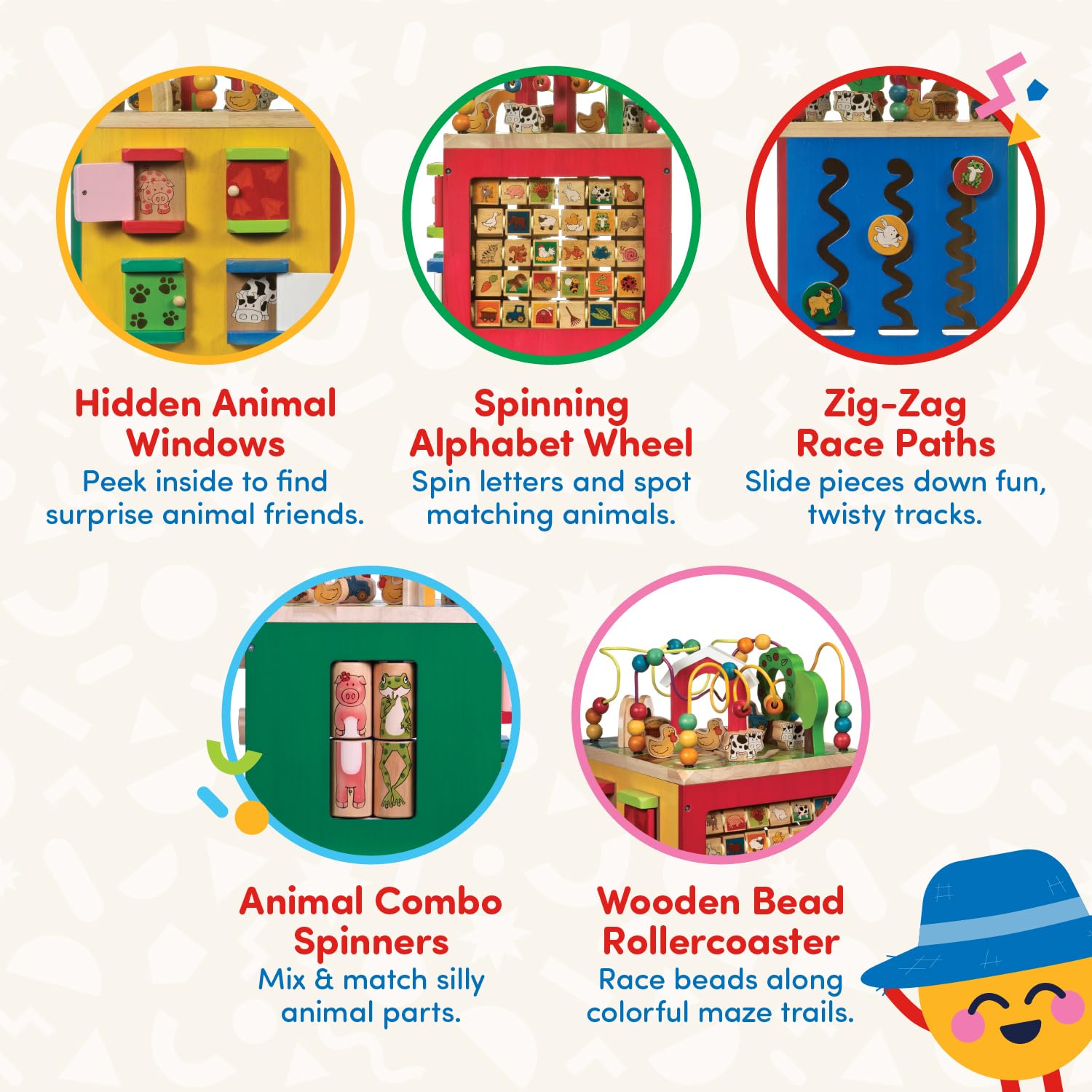 Battat Wooden Activity Cube - 5-Sided Play Center with Bead Maze, Doors 🍁 All In One Marketplace Canada
