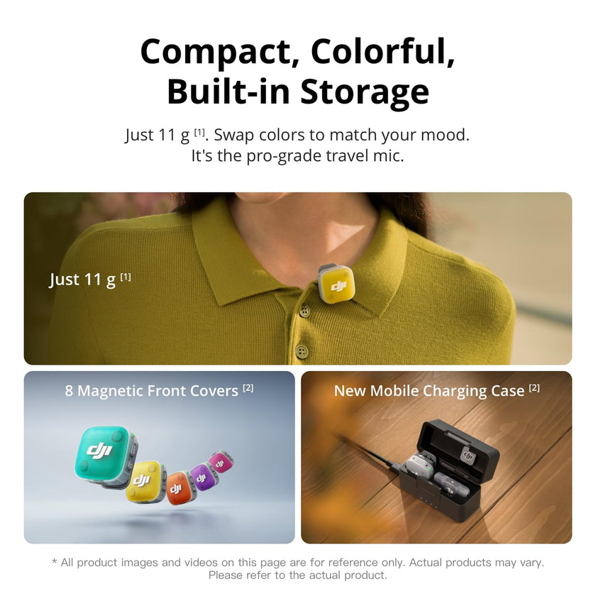 DJI Mic Mini 2 (2 TX + 1 Standard RX + Charging Case), Lavalier Wireless Vlogging Mic for iPhone/Android/Camera, Bluetooth Microphone, Noise Cancelling, 48h Battery, Multi-Color Cover 🍁 All In One Marketplace Canada