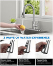 WEWE Pull-Down Kitchen Faucet with Sprayer 3 Modes, High Arc Stainless Steel with Brushed Nickel Finish, for 1 or 3 Hole Kitchen Sinks for Pot Filler, Farmhouse Bar Laundry 🍁 All In One Marketplace Canada