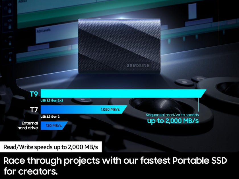 SAMSUNG T9 1TB Portable SSD, USB 3.2 Gen. 2x2, Black, Upto 2000MB/s Read Speed - MU-PG1T0B/AM [Canada Version] 🍁 All In One Marketplace Canada