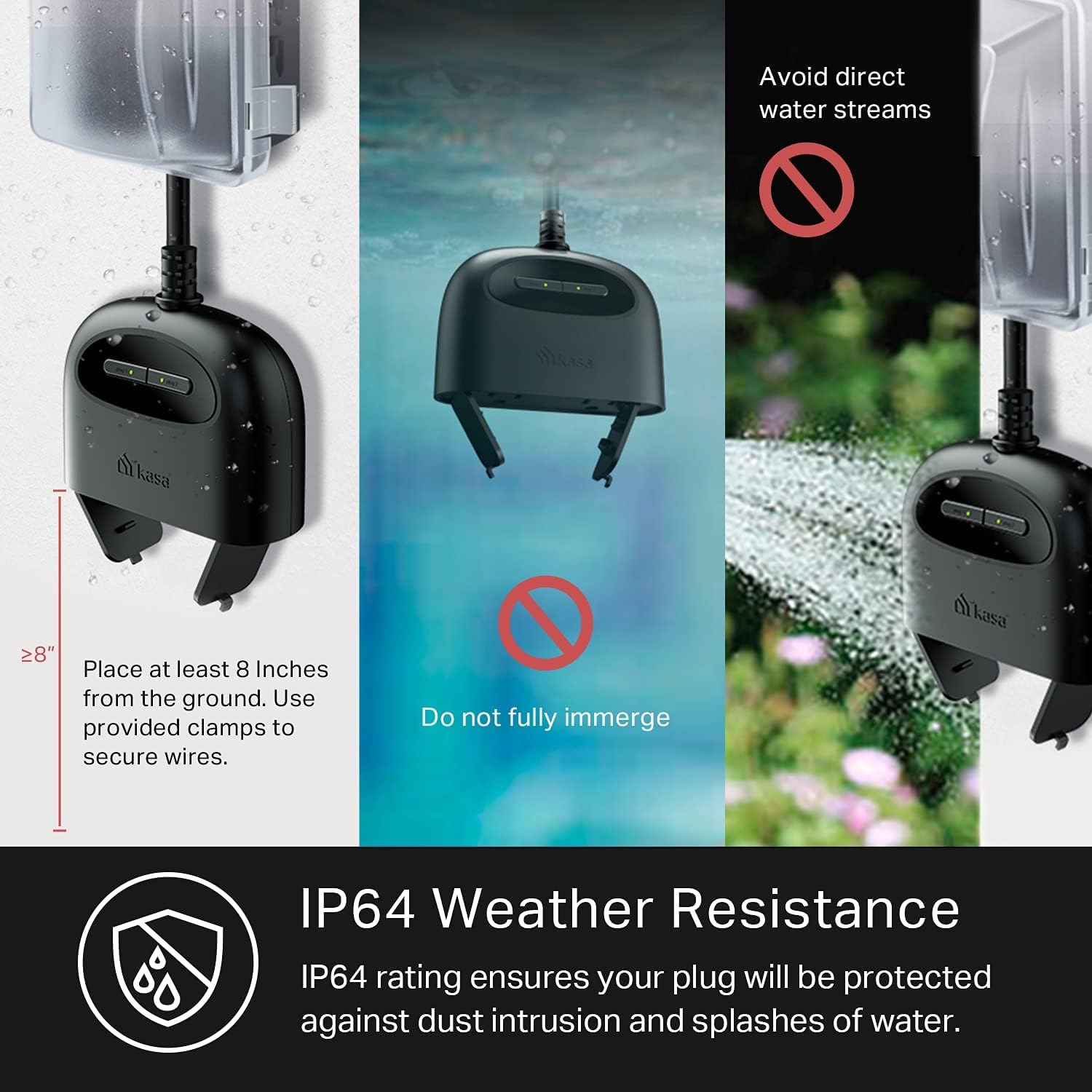 Kasa Smart Outdoor Smart Plug by TP-Link (KP400) - Smart WiFi Outlet with 2 Sockets, IP64 Waterproof, Works with Alexa and Google Home, 2.4GHz WiFi Required, No Hub Required, Sunset & Sunrise Offset 🍁 All In One Marketplace Canada