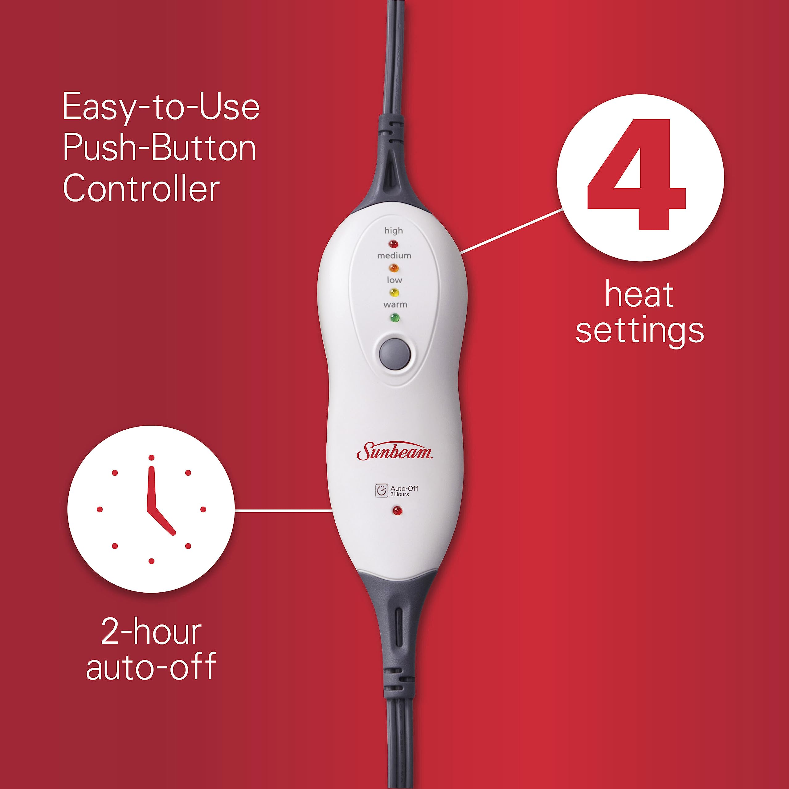 Sunbeam Premium XXL Size Heating Pad with Compact Storage | Electric Heating Pad for Back Pain & Larger Muscle Groups | 4 Heat Settings | 2 Hour Auto Shutoff | Moist Heat Option | 20 x 24 inch 🍁 All In One Marketplace Canada