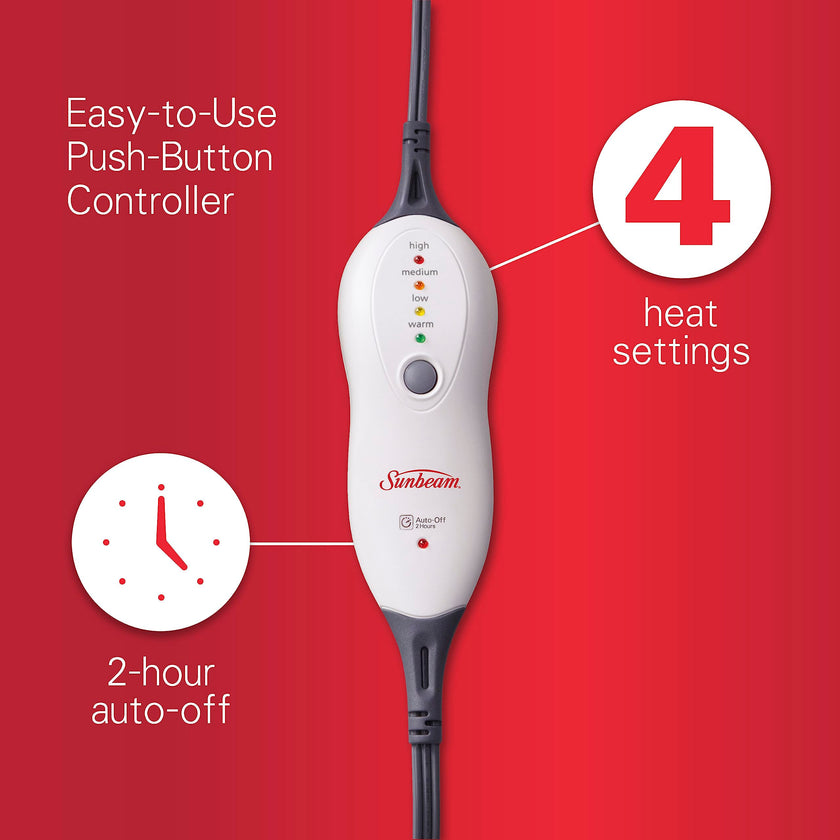 Sunbeam Premium XXL Size Heating Pad with Compact Storage | Electric Heating Pad for Back Pain & Larger Muscle Groups | 4 Heat Settings | 2 Hour Auto Shutoff | Moist Heat Option | 20 x 24 inch 🍁 All In One Marketplace Canada