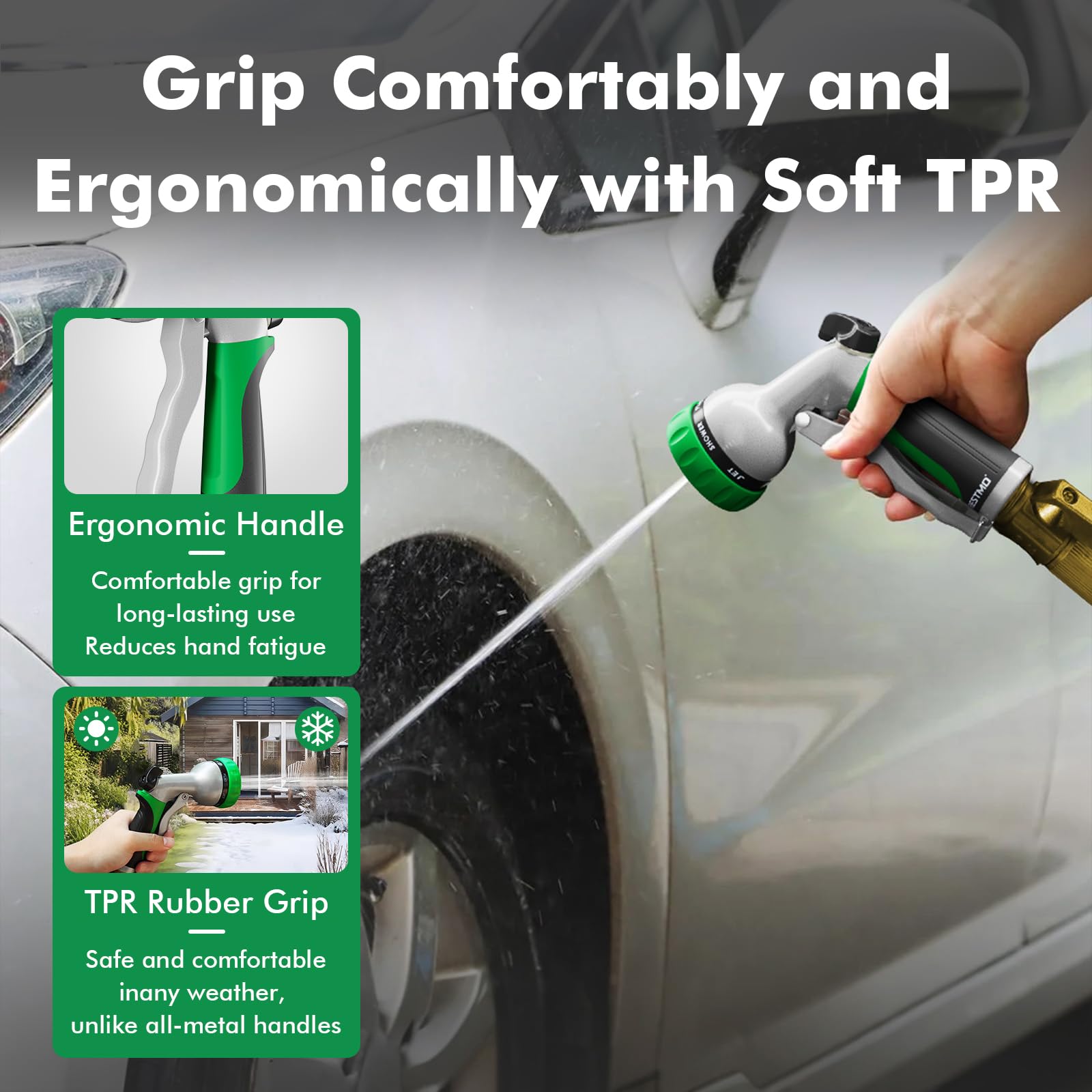 RESTMO Garden Hose Nozzle, Heavy Duty Metal Water Hose Nozzle with 7 Adjustable Spray Patterns, High Pressure Hand Sprayer with Flow Control, Best for Watering Plants & Lawns, Washing Cars & Pets 🍁 All In One Marketplace Canada