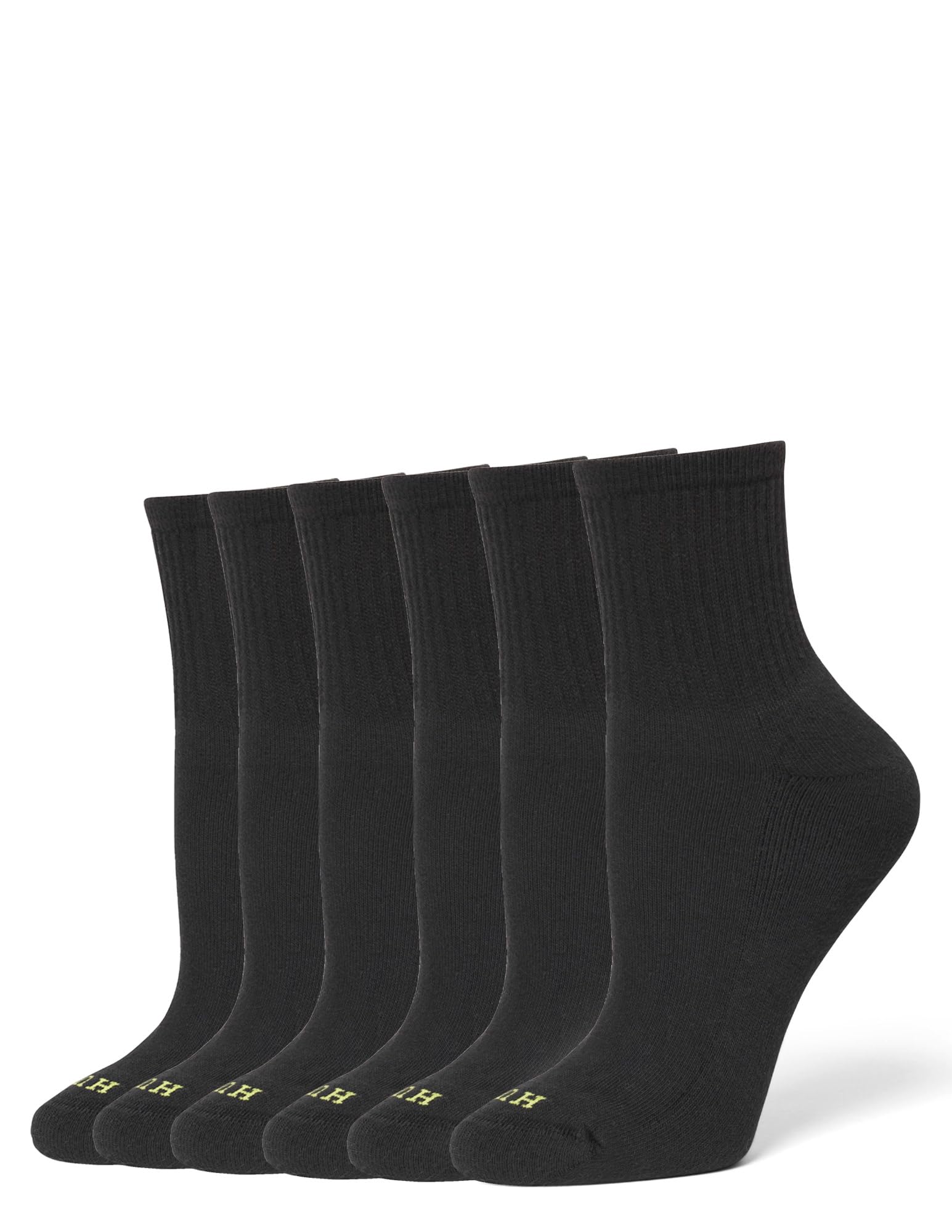 Hue Women's Mini Crew Sock 6 Pair Pack, Black - 6 Pair Pack, One Size 🍁 All In One Marketplace Canada