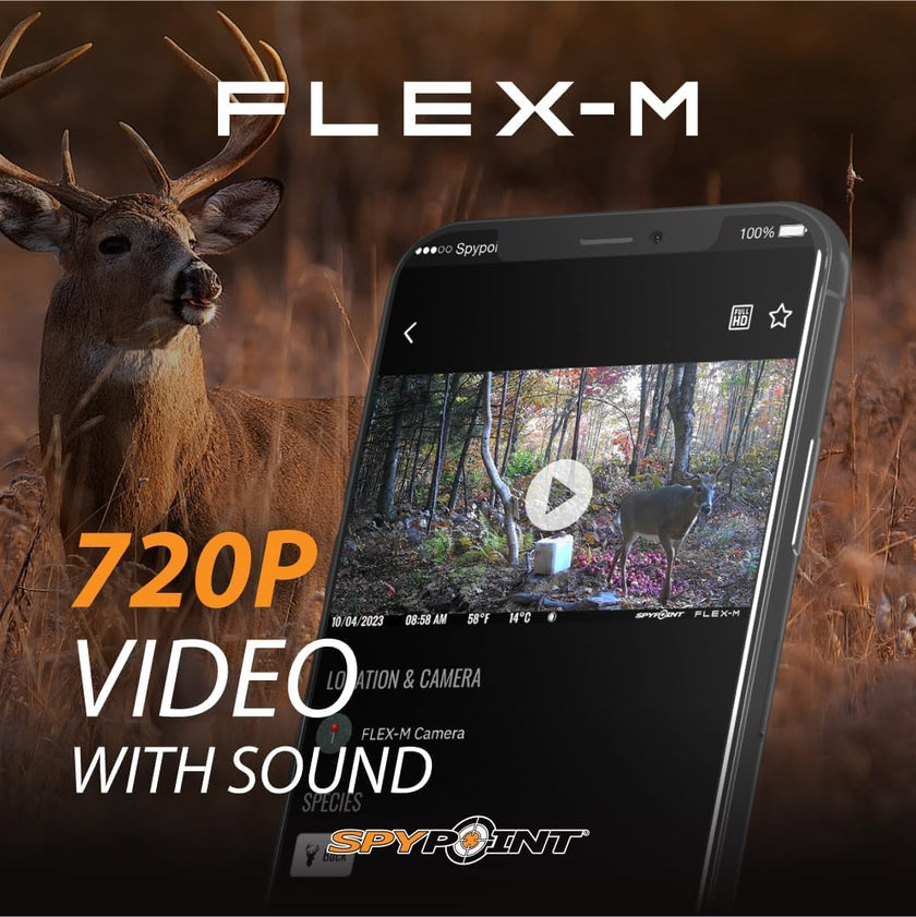 SPYPOINT Flex-M Cellular Trail Camera - Best Value in Hunting Accessories, No WiFi Needed & GPS-Enabled, Hunting Night Vision, IP65 Water-Resistant, 28MP Photos, 720p Videos + Sound (Pack of 1) 🍁 All In One Marketplace Canada