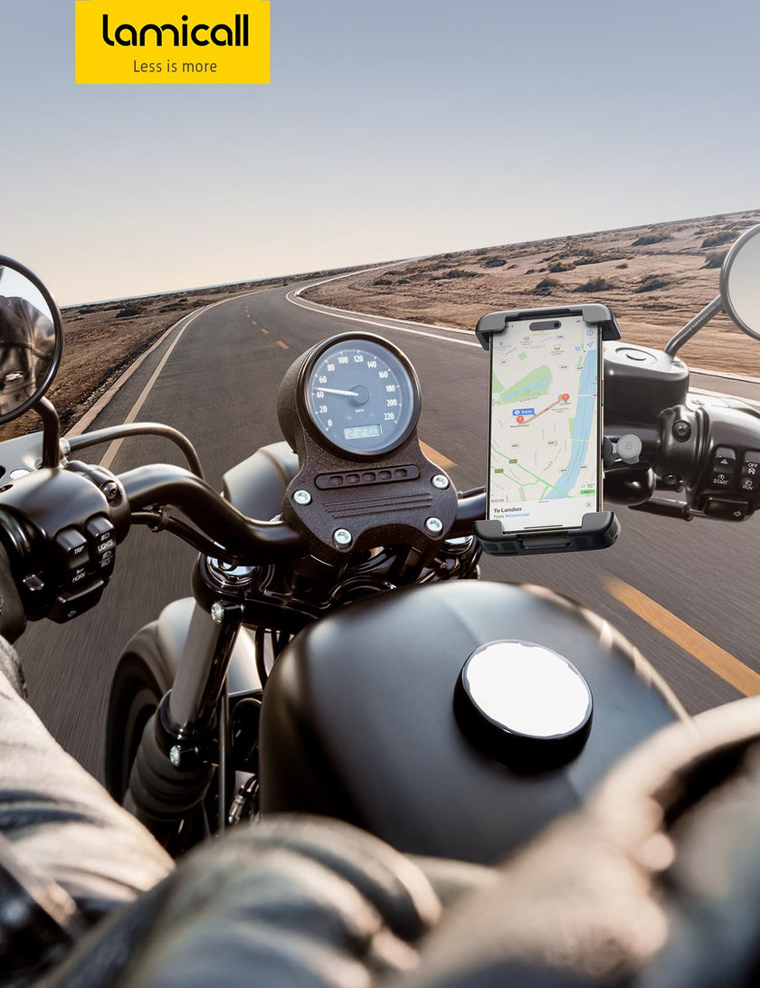 Lamicall Bike Motorcycle Phone Mount - [1s Quick Lock] Bike Phone Holder Clip, [Stable Handlebar Clamp] Bicycle Scooter Handlebar Clamp for iPhone 16 17 Pro Max Plus Air, S26 Ultra All Large 🍁 All In One Marketplace Canada