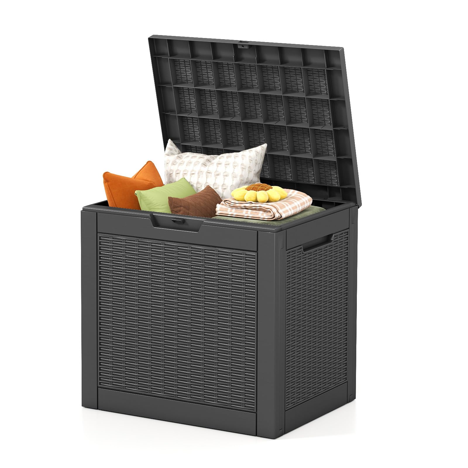 Ceecysaa Rattan-Style 30 Gallon Deck Box Outdoor, Waterproof Storage Box, Black 🍁 All In One Marketplace Canada