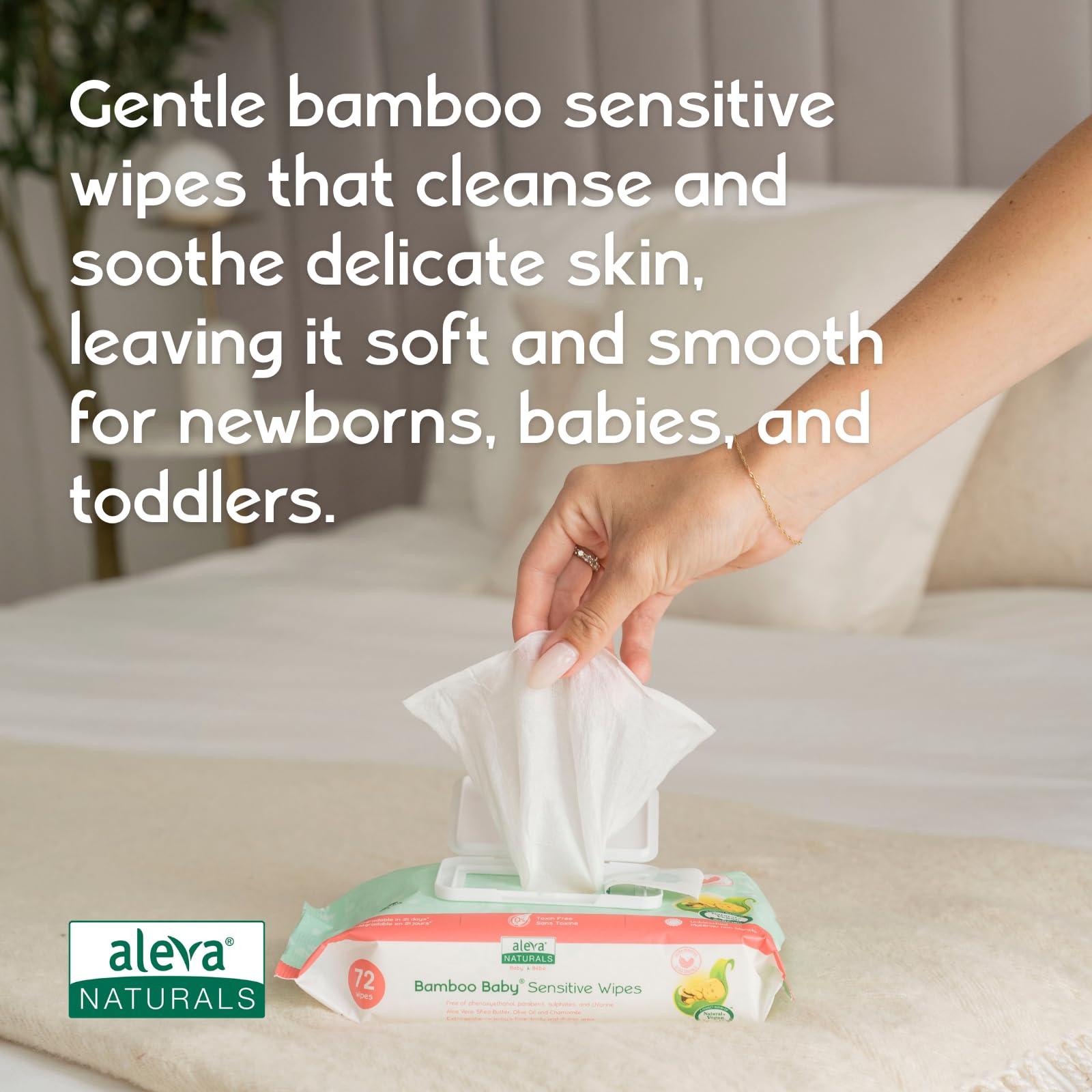 Aleva Naturals Hypoallergenic Bamboo Baby Wipes for babies with Sensitive Skin, Super Soft, Biodegradable, Extra Strong, Natural and Organic Formula, Vegan - New Eco-Friendly, Sustainable Packaging- Mega Pack- 72 Count X 12 = 864 Wipes Total