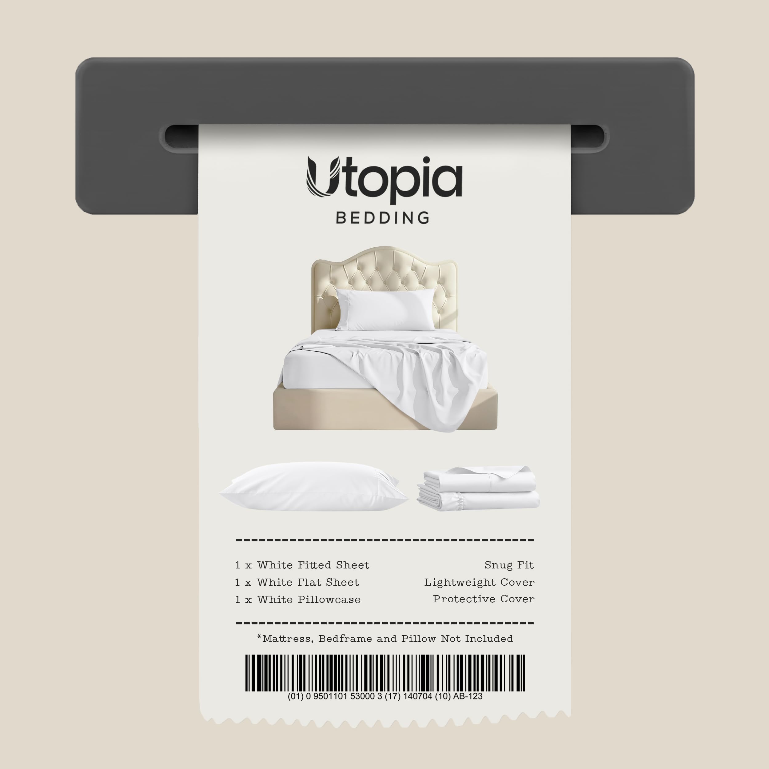 Utopia Bedding Twin/Single Bed Sheets - 3 Piece Twin Size Cooling Sheet Set - Hotel Luxury Soft Breathable Microfiber, Oeko-TEX, Deep Pocket Easy Fit & Care, Fade & Wrinkle Resistant, White 🍁 All In One Marketplace Canada