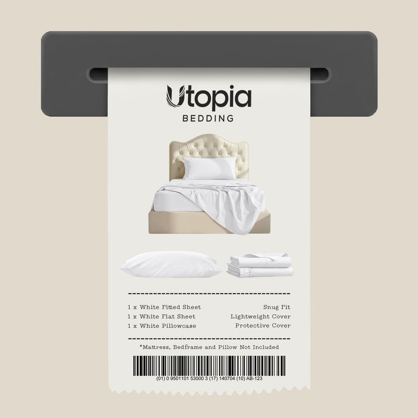 Utopia Bedding Twin/Single Bed Sheets - 3 Piece Twin Size Cooling Sheet Set - Hotel Luxury Soft Breathable Microfiber, Oeko-TEX, Deep Pocket Easy Fit & Care, Fade & Wrinkle Resistant, White 🍁 All In One Marketplace Canada