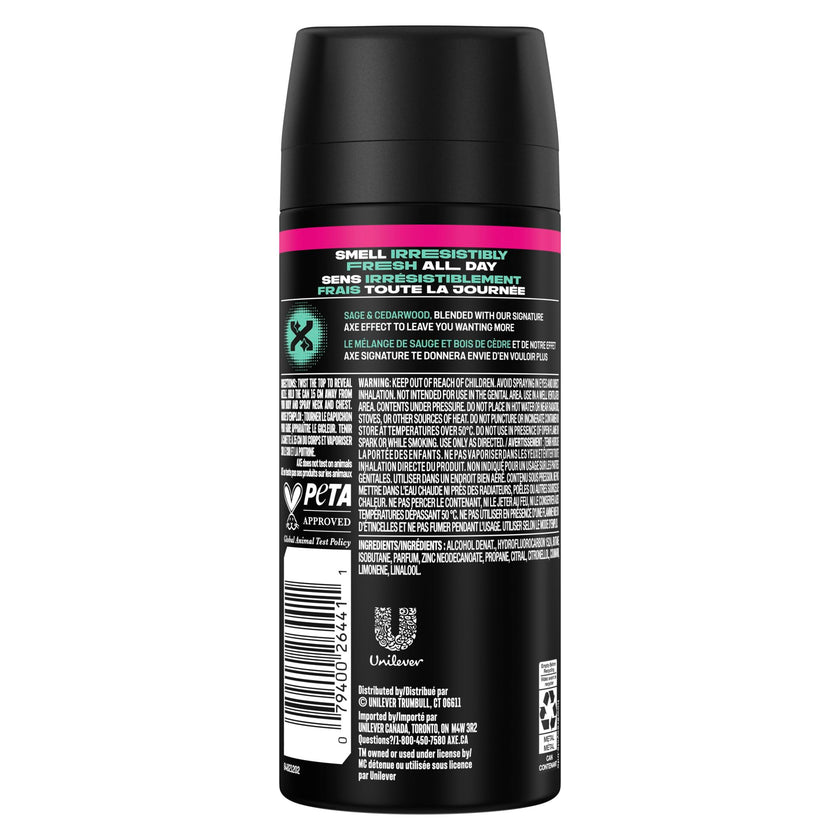 AXE Apollo Deodorant Body Spray, for long-lasting odour protection, Sage & Cedarwood, Aluminum-free Deodorant, 113g (Pack of 4) 🍁 All In One Marketplace Canada