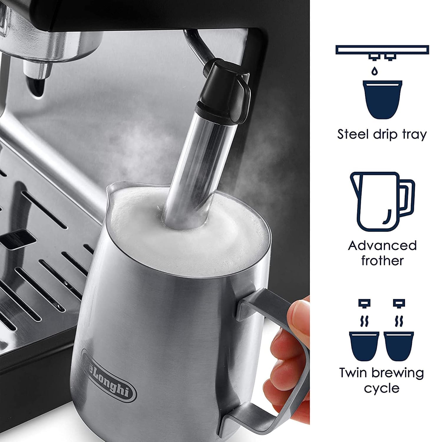 De'Longhi 15-Bar Pump Espresso Machine with Milk Frother & Temperature Control - Compact Home Barista Coffee Maker for Espresso, Latte, Cappuccino & Iced Coffee, Easy to Clean Design 🍁 All In One Marketplace Canada