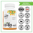 PlantVital High-Potency Vegan Vitamin D3 + K2 -Made in Canada - (1000IU /25 mcg + 120 mcg) for Bones, Teeth and Immune System - Patented MK7 Form - K2 D3 vitamin - 4 Months Supply - 120 Capsules. 🍁 All In One Marketplace Canada