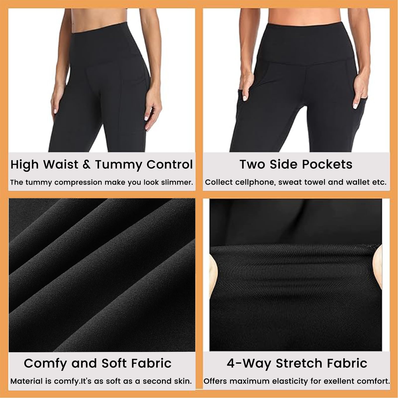 Gayhay Leggings with Pockets for Women - High Waisted Tummy Control Soft Compression Yoga Pants for Workout Running Gym 🍁 All In One Marketplace Canada