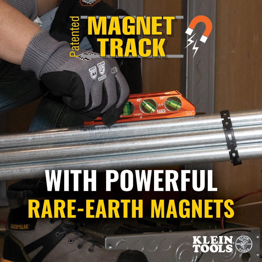 Klein Tools 935AB4V Level, 6-Inch Magnetic Torpedo and Conduit Level with 0/30/45/90 Degree Vials, V-Groove and Magnet Track, High Visibility Orange 🍁 All In One Marketplace Canada