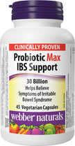 Webber Naturals Probiotic Max IBS Support, 30 Billion Active Cells, 5 Probiotic Strains, 45 Capsules, Helps Reduce Symptoms of Irritable Bowel Syndrome, Vegetarian 🍁 All In One Marketplace Canada