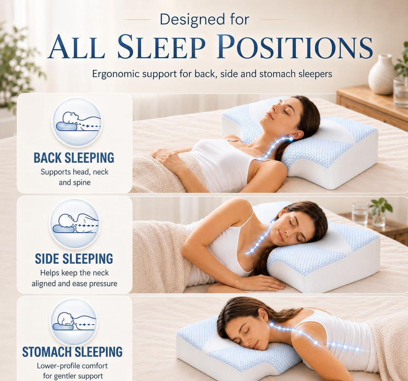 Mkicesky Orthopedic Memory Foam Pillow for Neck Pain, Cervical Neck Support Pillow for Side Back & Stomach Sleepers, Ergonomic Contour Bed Pillow with Cooling Washable Cover - Reading Pillow 🍁 All In One Marketplace Canada