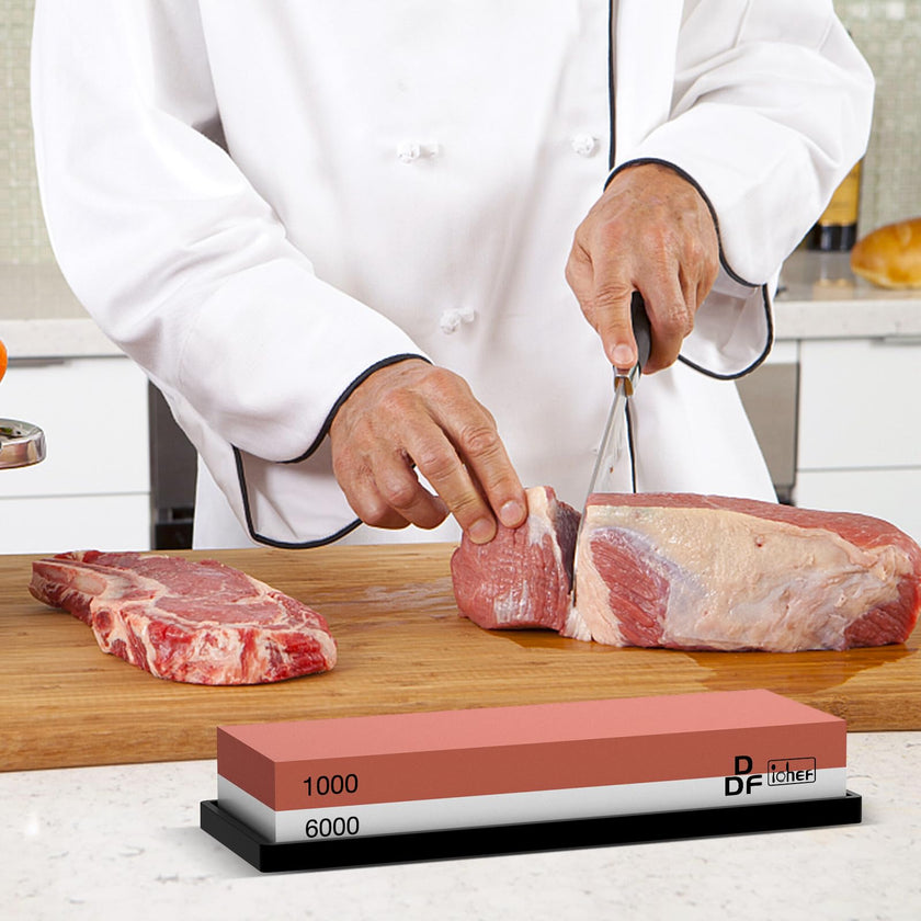 DDF iohEF Sharpening Stone, Whetstone grit 1000/6000, Professional 2-in-1 Double-Sided Knife Sharpener with Non-Slip Silicone Base and Angle Guide (red) 🍁 All In One Marketplace Canada
