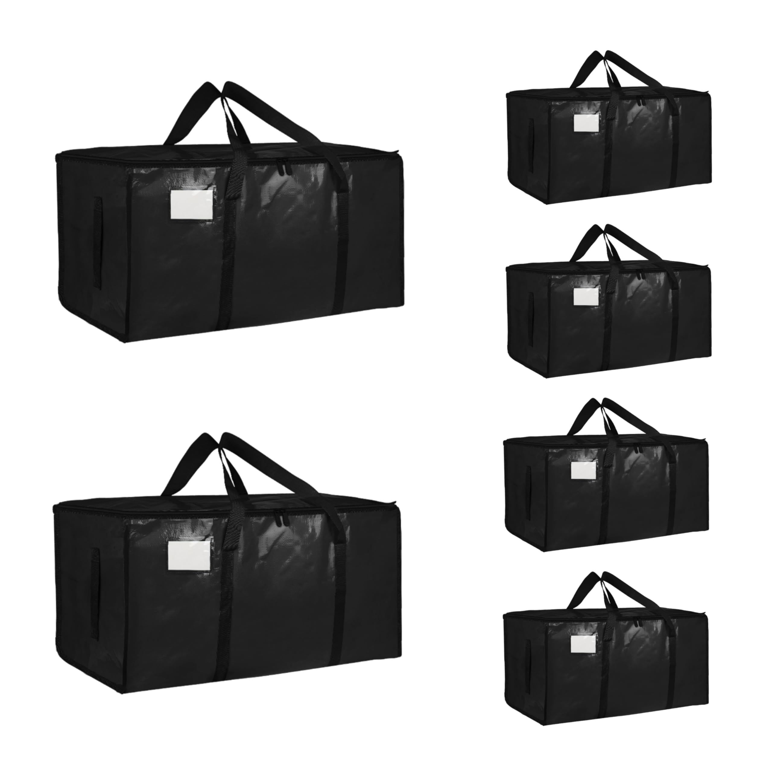 6 Pack-Extra Large Heavy Duty Moving Bags - Waterproof Storage Totes with Handles & Zippers, Foldable for College Dorm, Storage (Black) 🍁 All In One Marketplace Canada