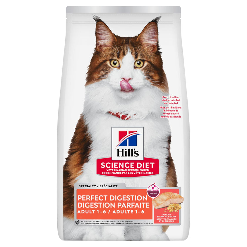Hill's Science Diet Adult Perfect Digestion Salmon, Brown Rice & Whole Oats Recipe Dry Cat Food 1.58 kg Bag 🍁 All In One Marketplace Canada