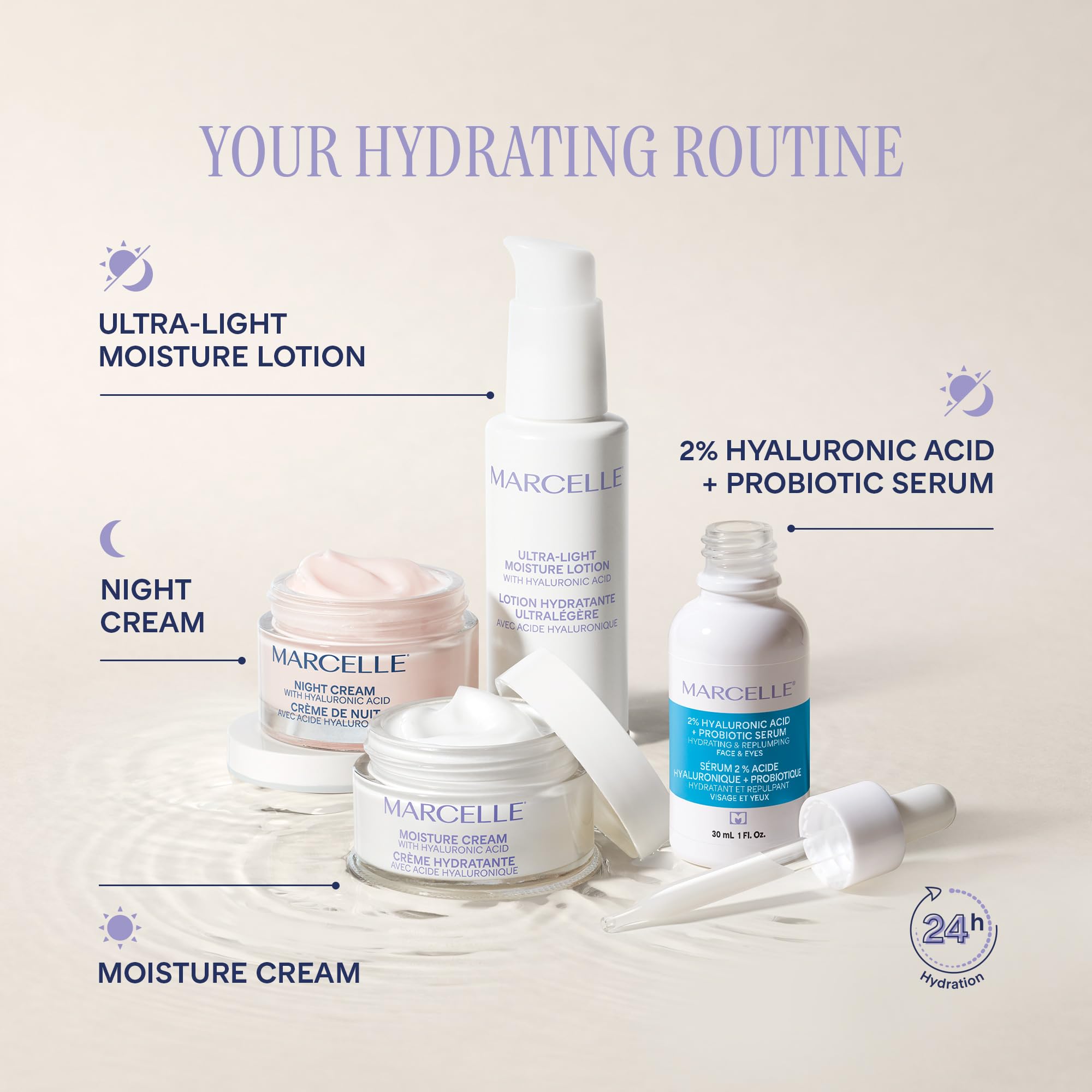 Marcelle Night Cream with Hyaluronic Acid, Vegan, Cruelty-Free, Clean Formula, Non-Comedogenic, Fragrance-Free, Paraben-Free, Mineral Oil-Free, Hypoallergenic, 50 mL 🍁 All In One Marketplace Canada