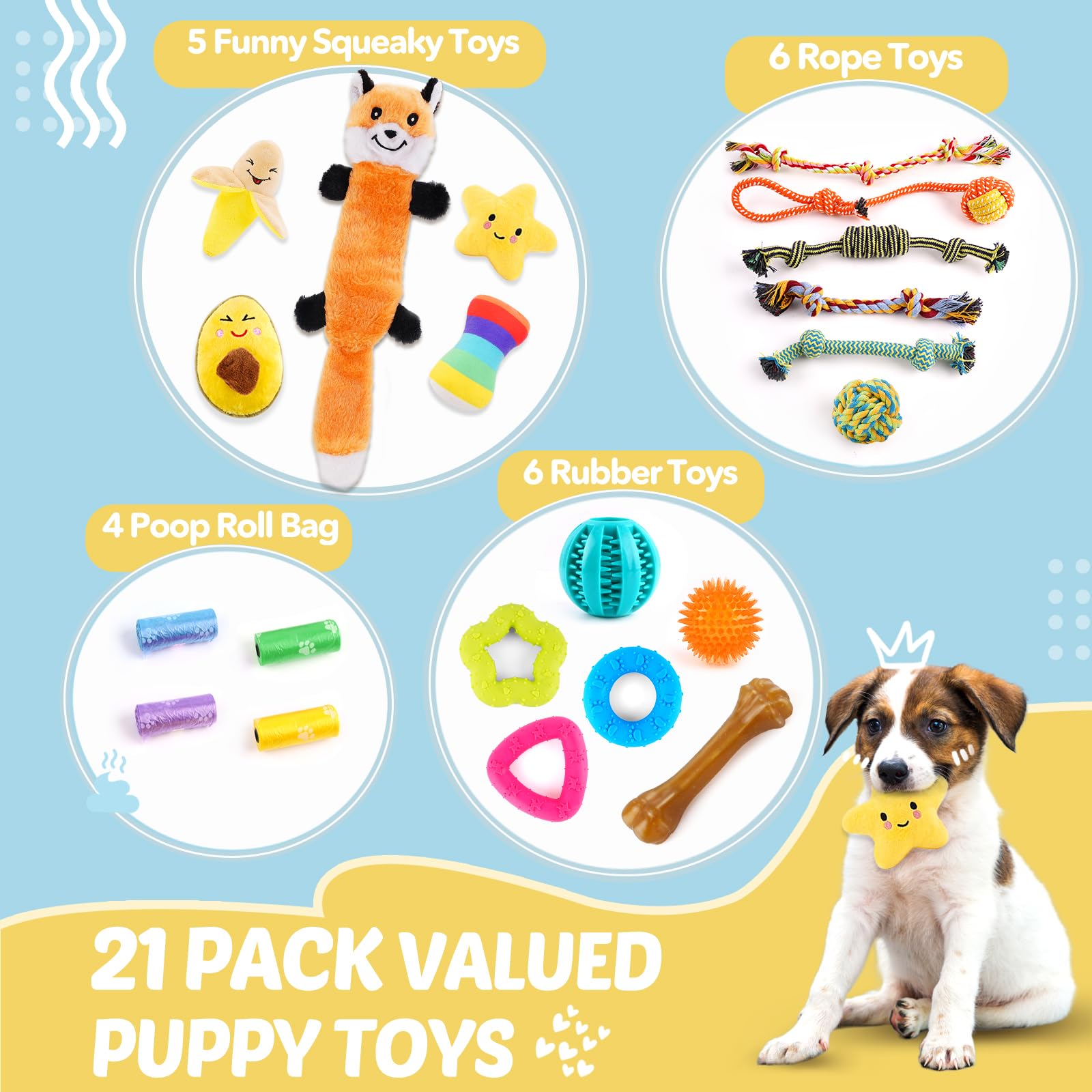 Puppy Toys 21 Pack, Small Dog Chew Toys with Rope Toys for Teething Pet Cute Squeak Toy with Treating Ball for Puppy, Small Dogs 🍁 All In One Marketplace Canada
