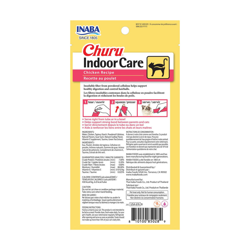 INABA Churu Indoor Care for Hairball Control, Functional Lickable Cat Treat with Taurine & Vitamin E, 14g Each, 24 Tubes Total, Chicken Recipe 🍁 All In One Marketplace Canada