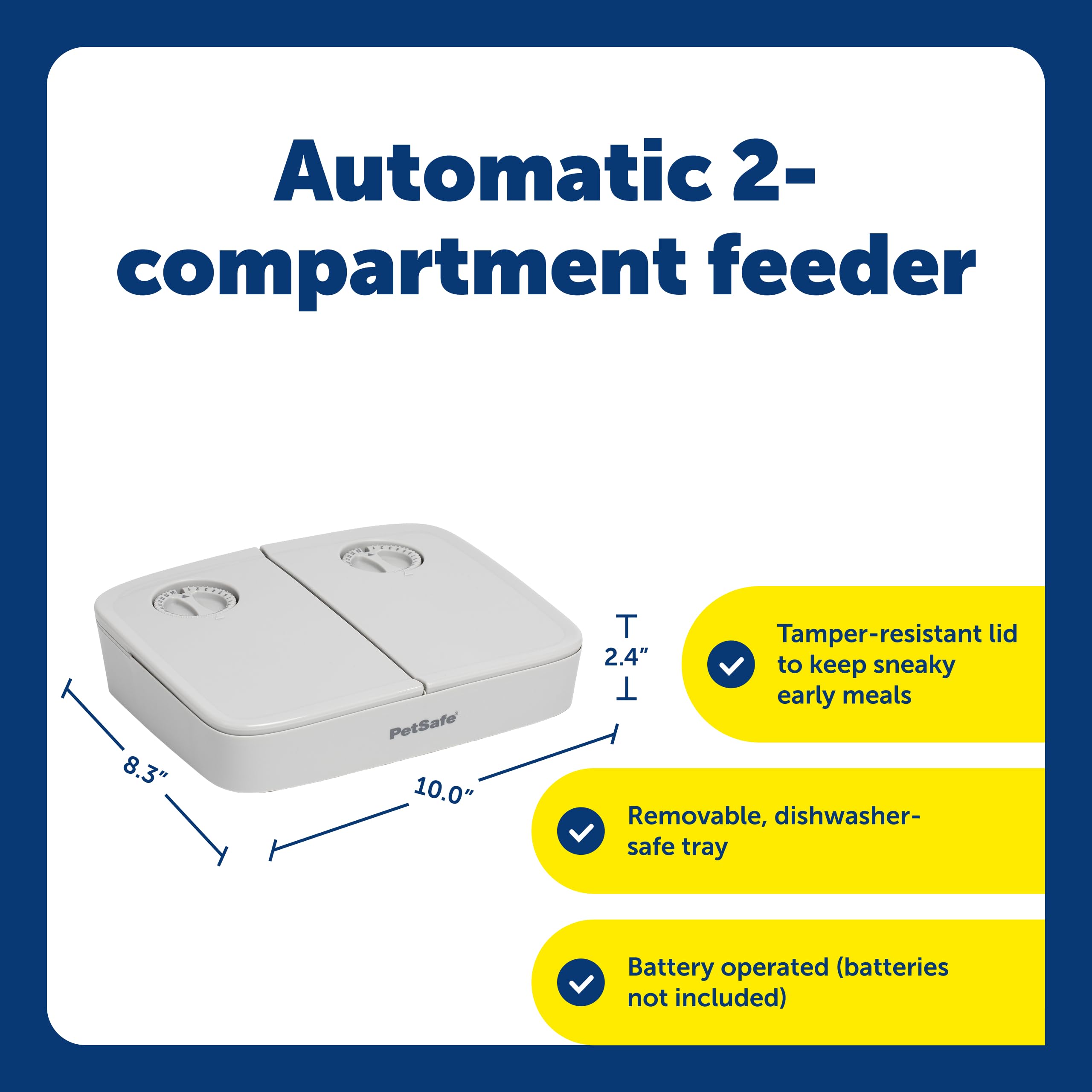 PetSafe Analog 2 Meal Programmable Pet Feeder, Automatic Dog and Cat Feeder - Dry or Semi-Moist Pet Food Dispenser, Slow Feed Portion Control (3 Cup/16 Ounce Total Capacity), Tamper-Resistant Design 🍁 All In One Marketplace Canada