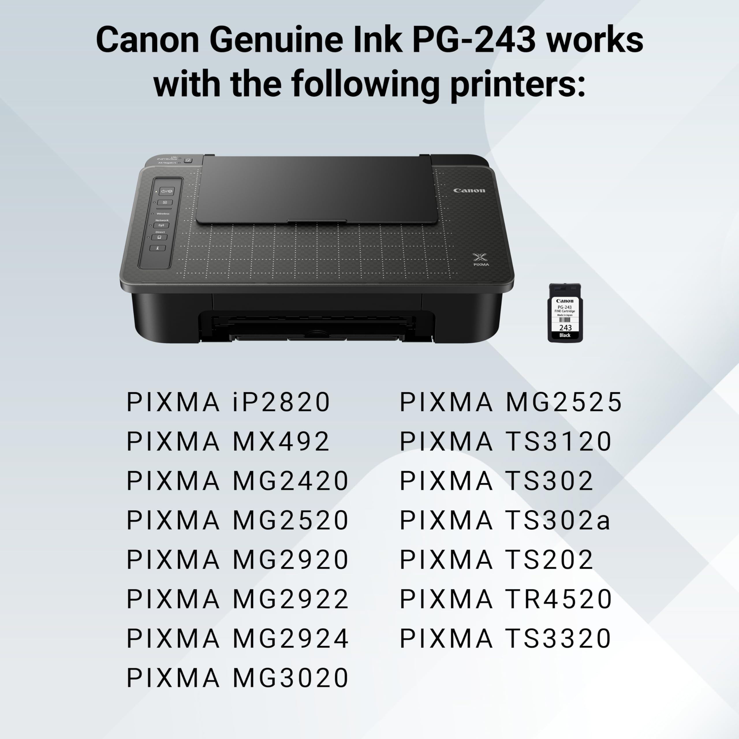 Canon PG-243 Black Ink Cartridge Compatible to Printer iP2820 MX492, MG2420, MG2520, MG2920, MG2922, MG2924 MG3020, MG2525, TS3120, TS302, TS202 and TR4520 🍁 All In One Marketplace Canada