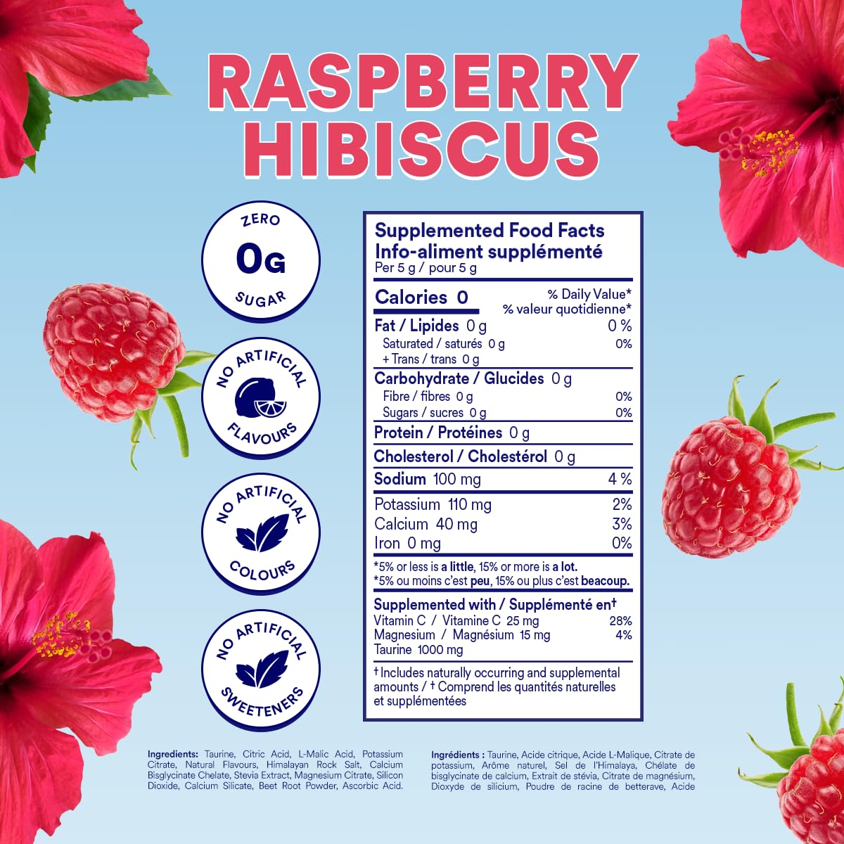 Cira Hydration Electrolytes Powder - Daily Electrolyte Powder, Sugar Free, Naturally Sweetened w/Stevia, Hydration Powder w/Himalayan Salt for Dehydration Relief - Raspberry Hibiscus, 45 Servings 🍁 All In One Marketplace Canada