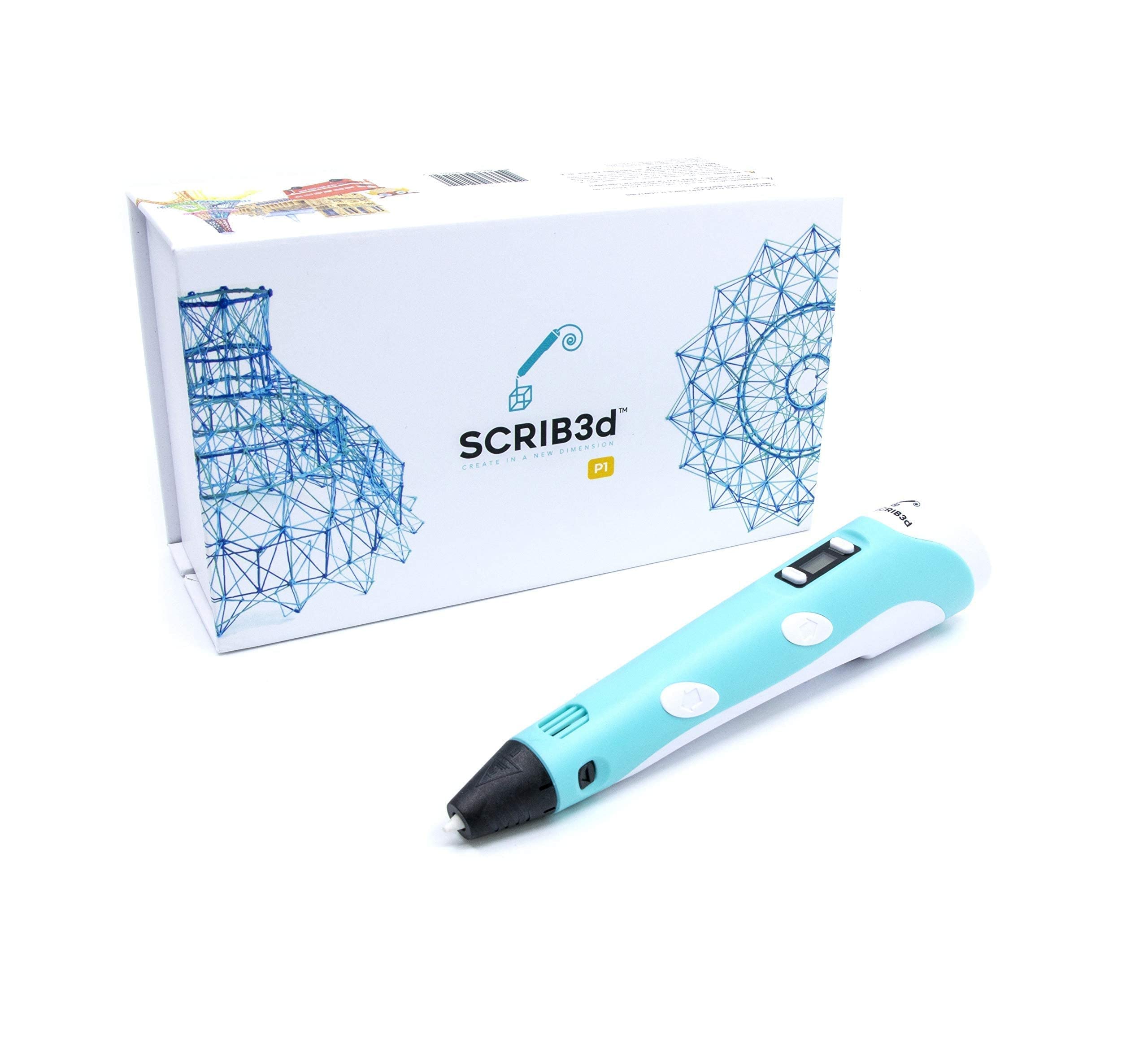 SCRIB3D P1 3D Printing Pen with Display - Includes 3D Pen, 3 Starter Colors of PLA Filament, Stencil Book + Project Guide, and Power Adapter 🍁 All In One Marketplace Canada