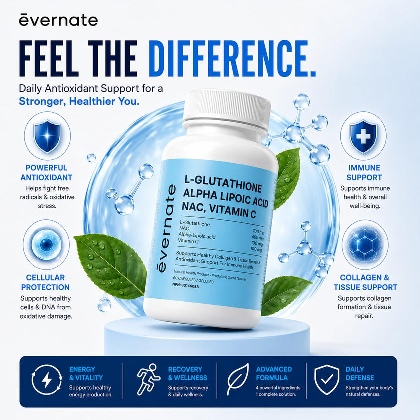 ALL-IN-ONE L-Glutathione 700 mg (Reduced) with NAC 400 mg, Alpha-Lipoic Acid 200 mg & Vitamin C (Per Serving: 2 Capsules) – Advanced Skin Brightening, Antioxidant & Immune Support Supplement – Made in Canada 🍁 All In One Marketplace Canada