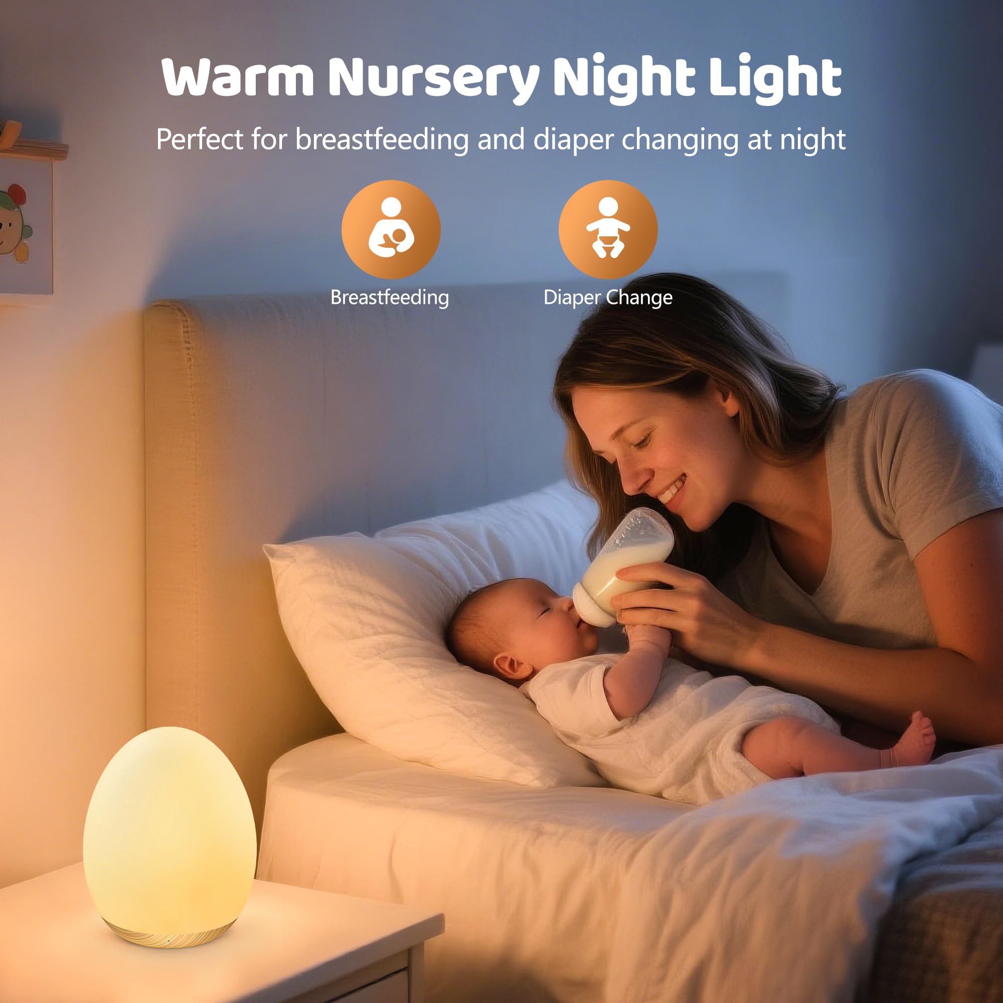 Night Lights for Kids, MediAcous Baby Night Light with 7 Colors Changing & Dimming Function, Rechargeable Kids Night Light with 1 Hour Timer & Touch Control, Up to 100H, Wood Grain 🍁 All In One Marketplace Canada