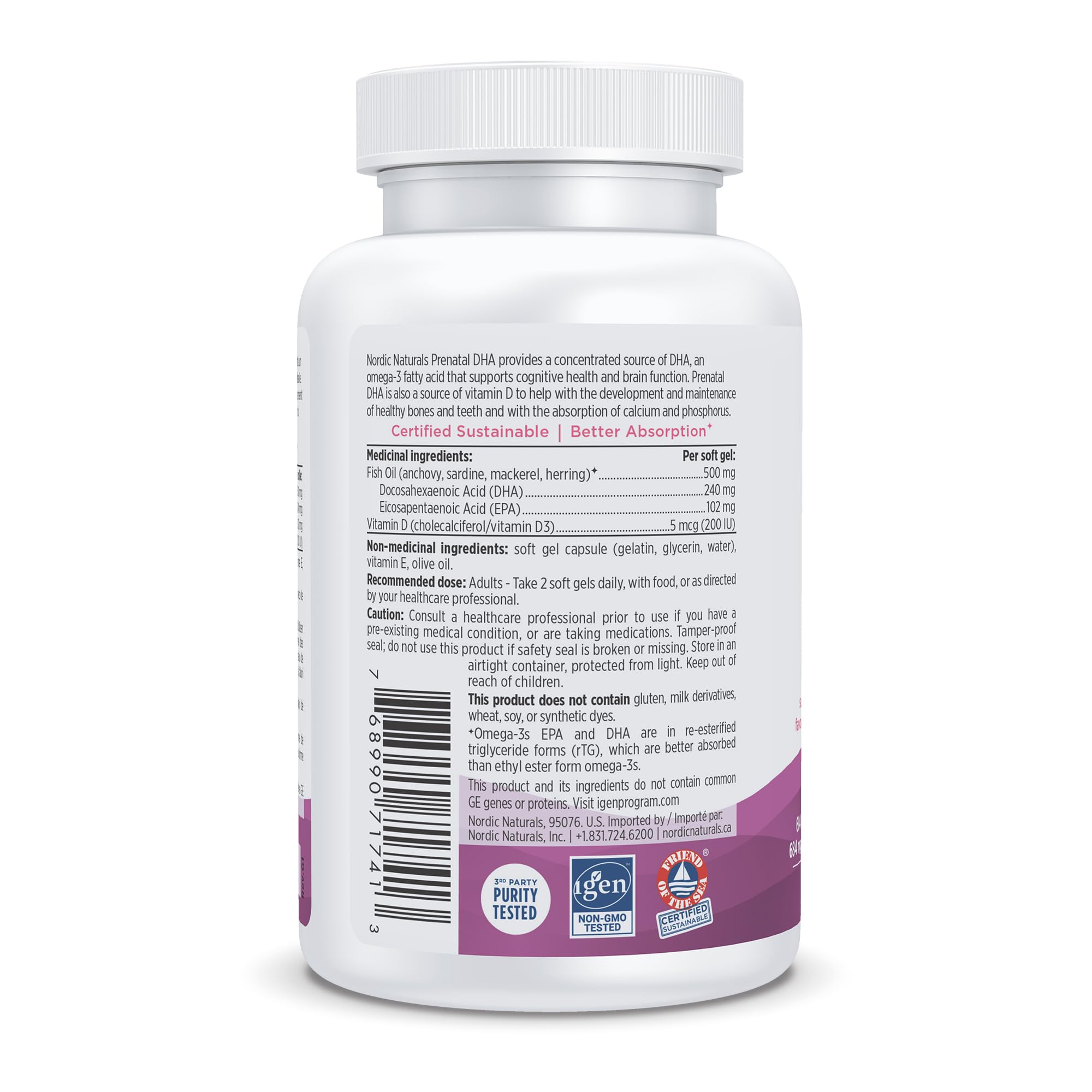 Nordic Naturals Prenatal DHA - Supports Brain Development in Babies During Pregnancy and Lactation, Unflavoured, 90 Count 🍁 All In One Marketplace Canada