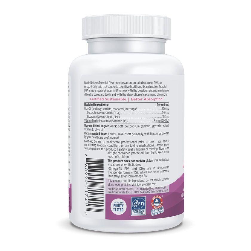 Nordic Naturals Prenatal DHA - Supports Brain Development in Babies During Pregnancy and Lactation, Unflavoured, 90 Count 🍁 All In One Marketplace Canada