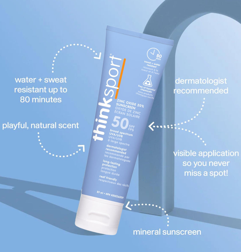 Thinksport SPF 50 plus Mineral Sunscreen, 3 Oz., Natural Sunblock for Sports & Active Use - Water Resistant - Sun Screen for Sun Protection, Pack of 2 🍁 All In One Marketplace Canada
