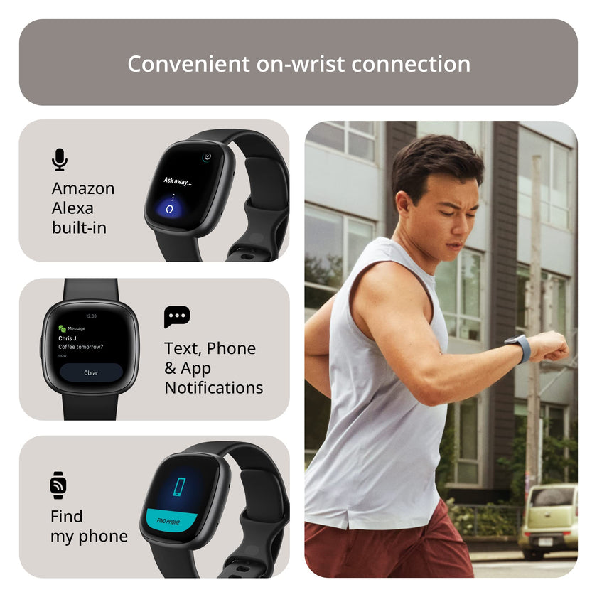 Google Fitbit Versa 4 Fitness Smart Watch for Men and Women with Daily Readiness, Gps, 24/7 Heart Rate, 40+ Exercise Modes, Sleep Tracking and More, Black/graphite, One Size (S and L Bands Included 🍁 All In One Marketplace Canada