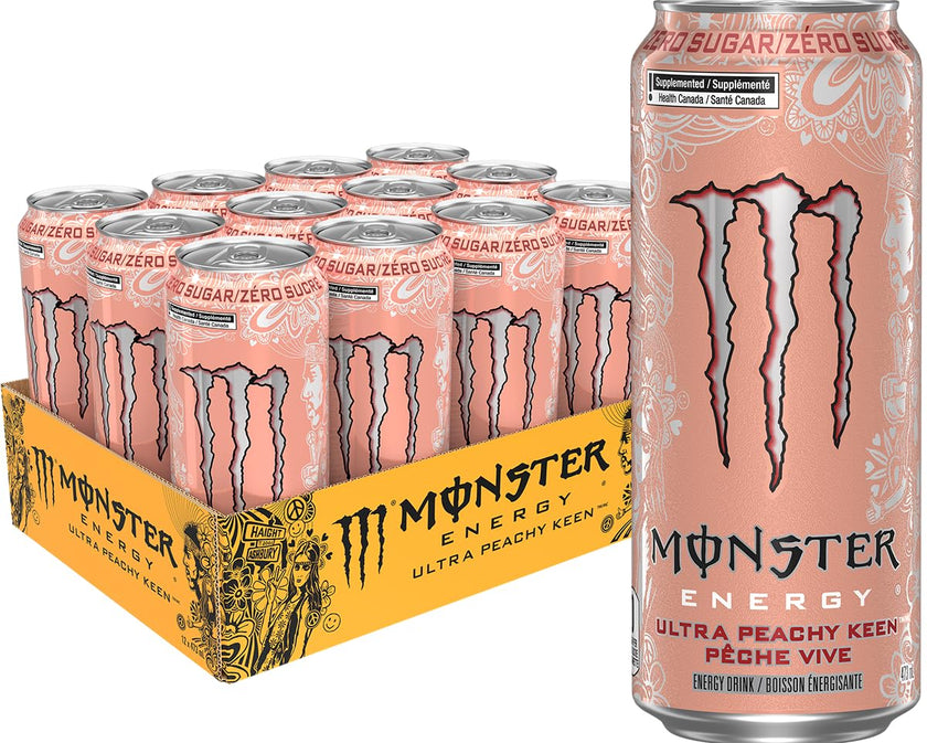 MONSTER ENERGY, Ultra Peachy Keen, 473 mL Cans (12 Pack) – Zero Sugar Energy Drink 🍁 All In One Marketplace Canada