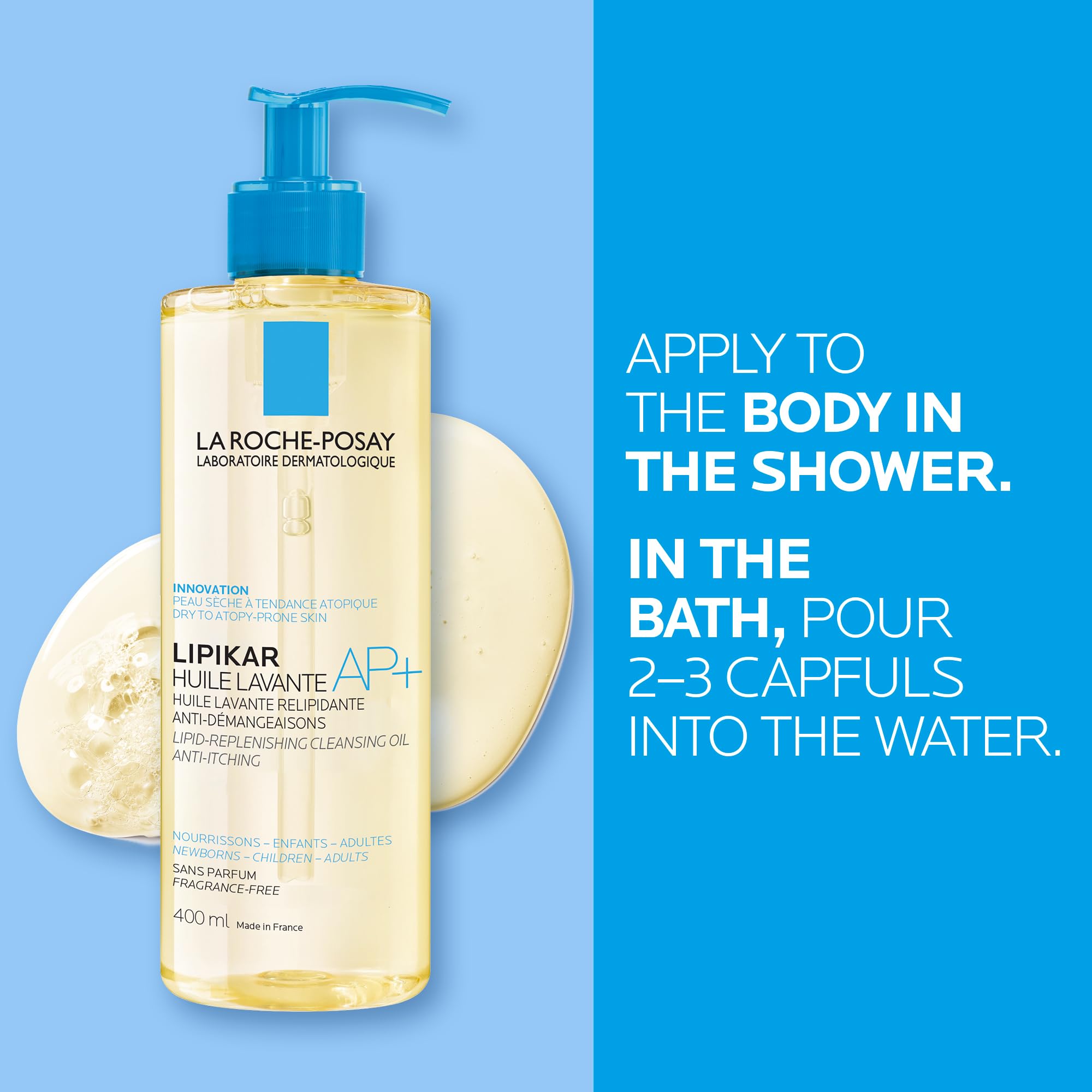 La Roche-Posay Cleansing Body Oil with Shea Butter, Lipikar AP+ Anti-Itch Fragrance-Free Shower Cleansing Oil for Very Dry, Sensitive & Eczema Prone Skin, Provides 24H Hydration, 400mL 🍁 All In One Marketplace Canada