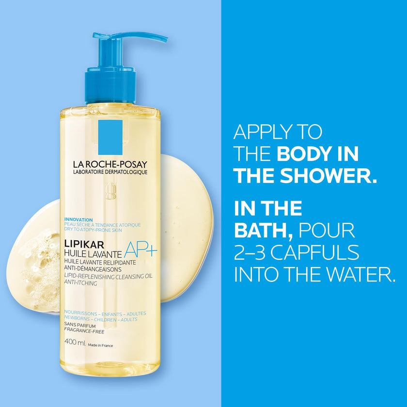La Roche-Posay Cleansing Body Oil with Shea Butter, Lipikar AP+ Anti-Itch Fragrance-Free Shower Cleansing Oil for Very Dry, Sensitive & Eczema Prone Skin, Provides 24H Hydration, 400mL 🍁 All In One Marketplace Canada