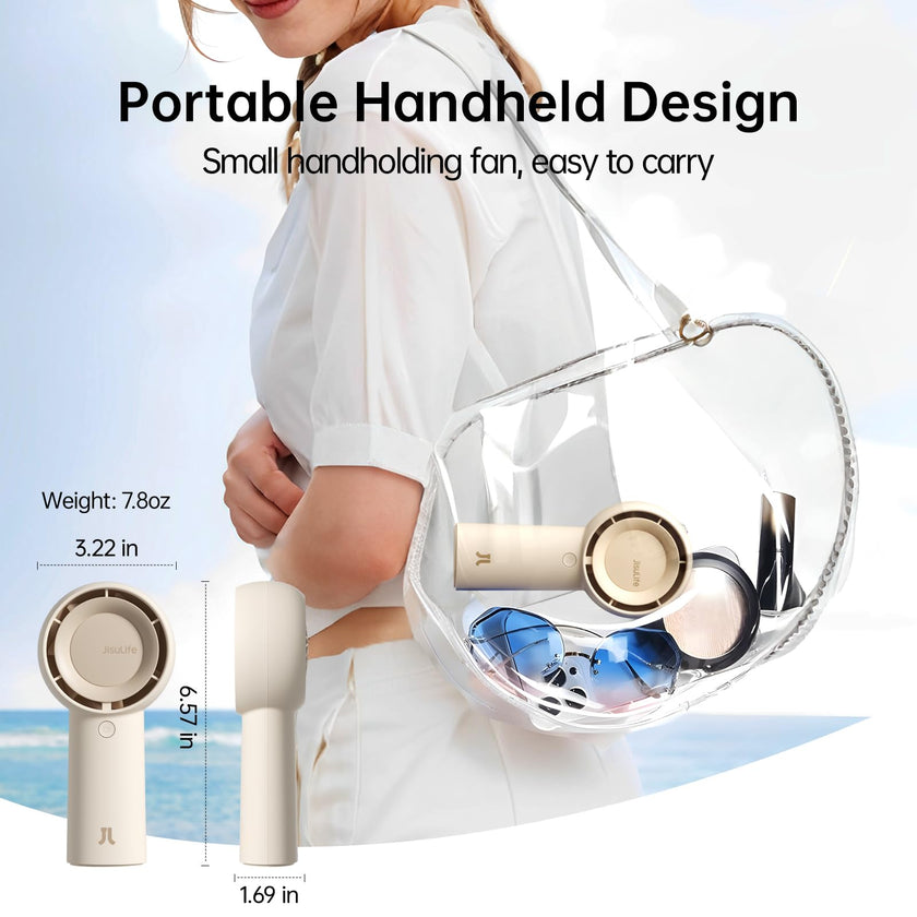 JISULIFE Handheld Turbo Fan [16H Max Cooling Time] Mini Portable Hand, 4000mAh USB Rechargeable Personal, Battery Operated Small Pocket Fan with 5 Speeds for Travel/Outdoor/Home/Office - Brown 🍁 All In One Marketplace Canada