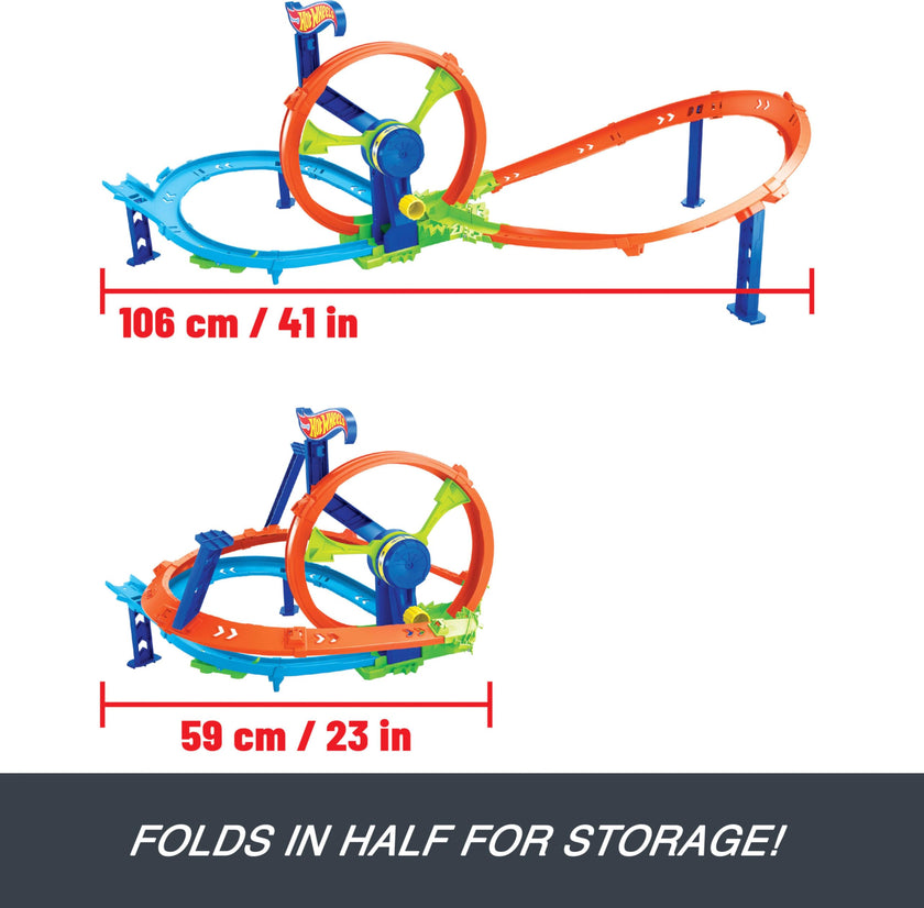 Hot Wheels Toy Car Track Set, Launch and Loop Playset & 1:64 Scale Die-Cast Vehicle, Crash Area on Figure 8 Track with Loop-Kicker Booster 🍁 All In One Marketplace Canada