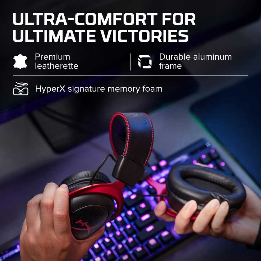HyperX Cloud II - Gaming Headset, 7.1 Surround Sound, Memory Foam Ear Pads, Durable Aluminum Frame, Detachable Microphone, Works with PC, PS5, PS4, Xbox Series X|S, Xbox One – Red 🍁 All In One Marketplace Canada