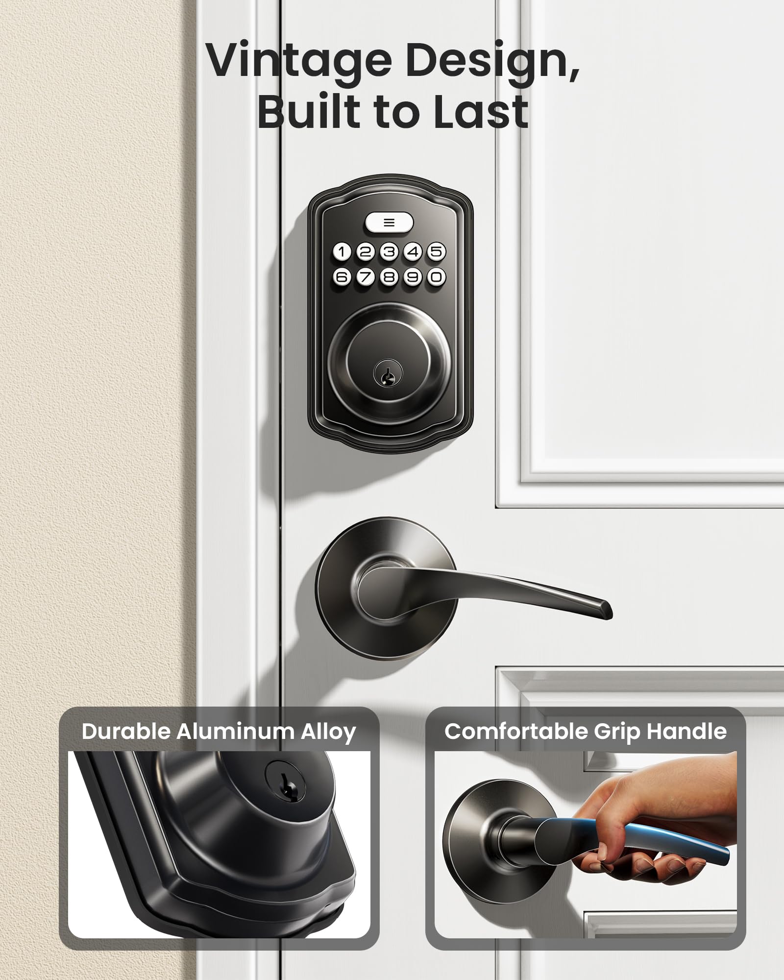 Veise KS01B Keypad Door Lock with 2 Lever Handles Set, Matte Black 🍁 All In One Marketplace Canada
