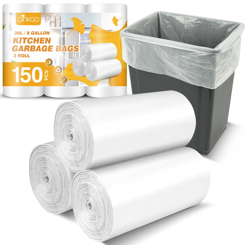 150 Count Garbage Bags 30 Litres/8 Gallon Kitchen Trash Bags Medium Unscented White Garbage Can Liners 🍁 All In One Marketplace Canada