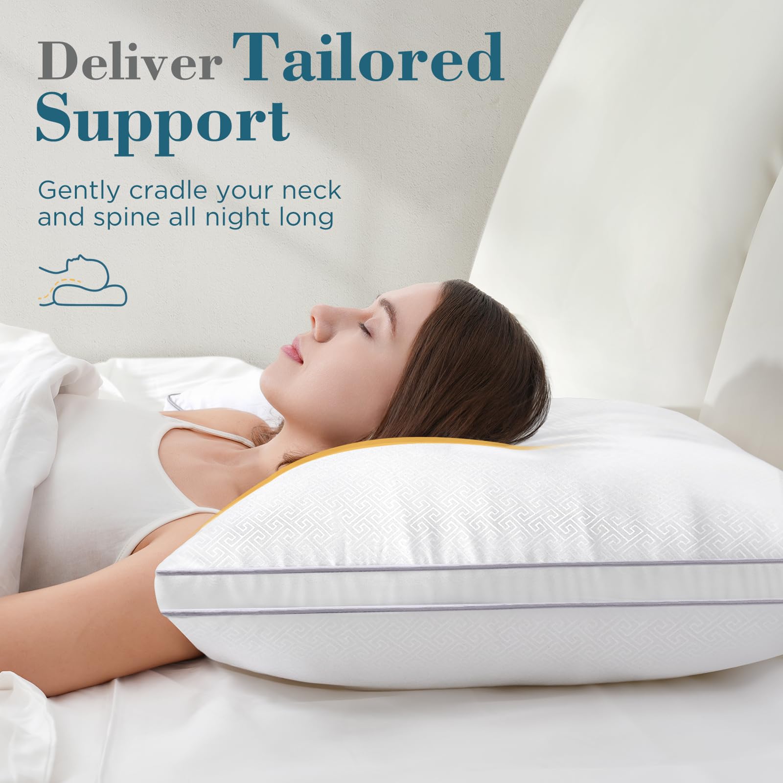 viewstar Bed Pillows Queen Size 2 Pack, Firm Support Gusseted Side Sleeper Hotel Pillow for Back and Stomach Sleeping, White 🍁 All In One Marketplace Canada